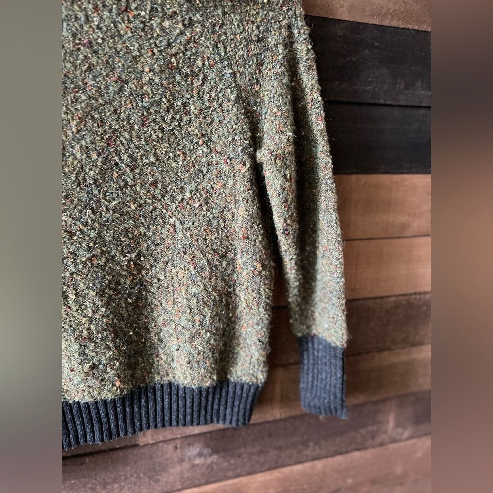 Cynthia Rowley Women's Green Speckled Wool Blend Knit Turtleneck Sweater - Picture 6 of 9